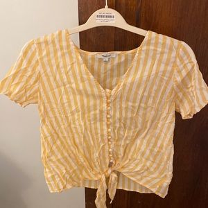 Agency Tie-Front Button Top in Pompano Stripe Madewell